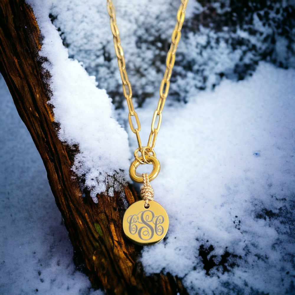 Large Round Monogram Necklace from KADOU Boutique