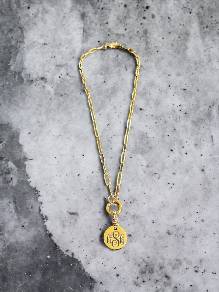 Large Round Monogram Necklace