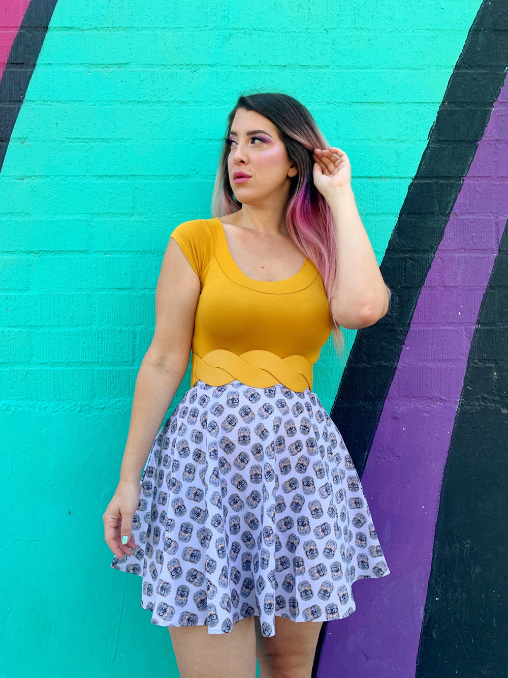 Retro Boat Neck Top in Mustard from KADOU Boutique