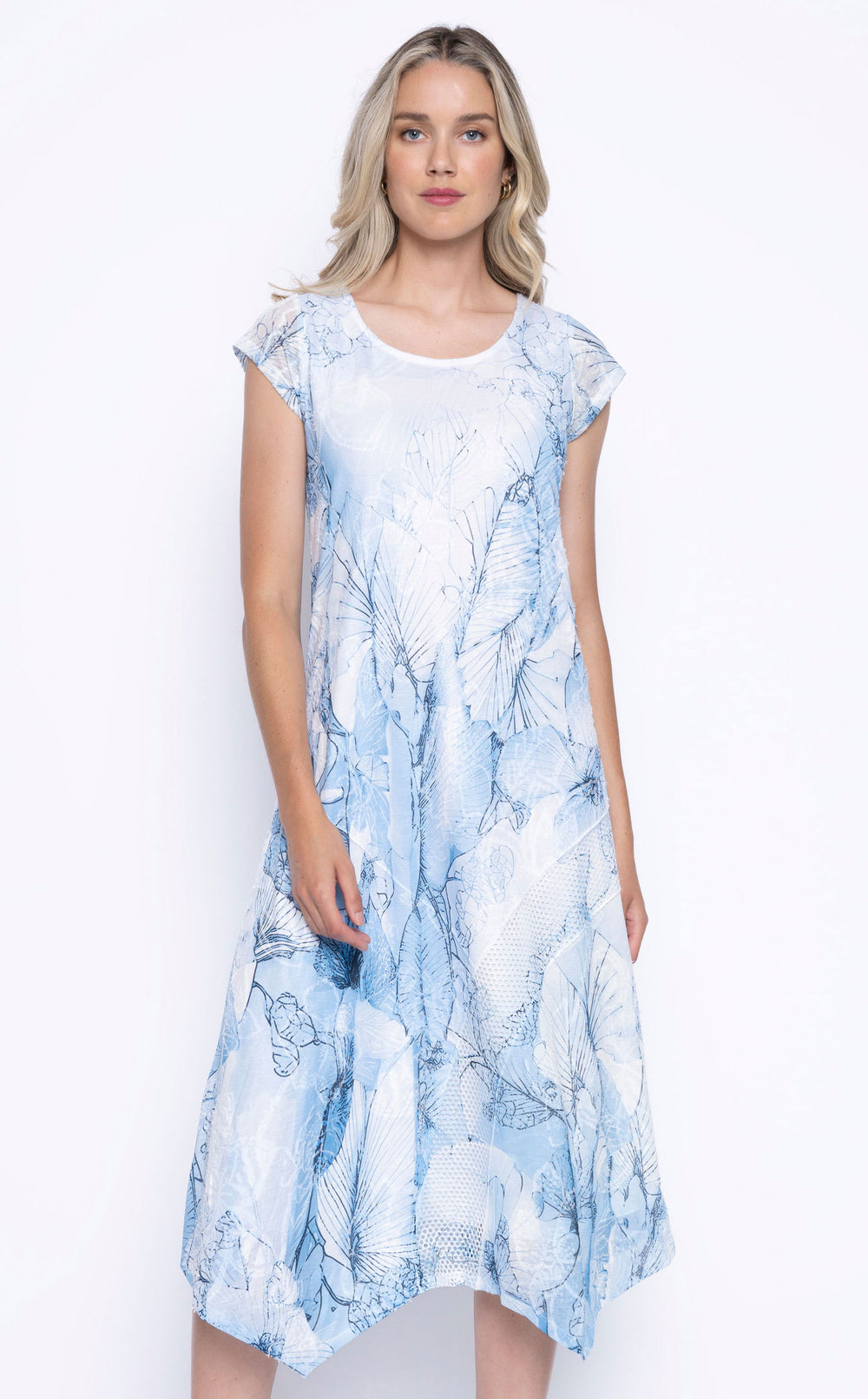 Picadilly Cap Sleeve Floral Midi Dress from KADOU Boutique