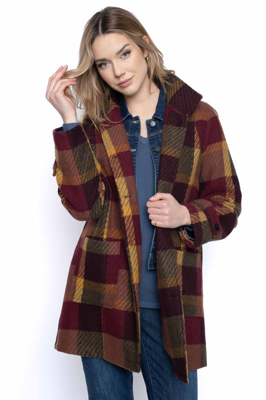Stand Collar Plaid Jacket from Kadou Boutique.