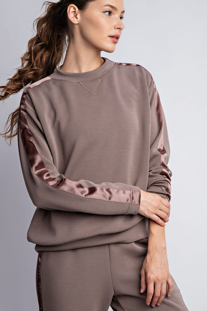 Modal Crewneck with Satin Side Detail