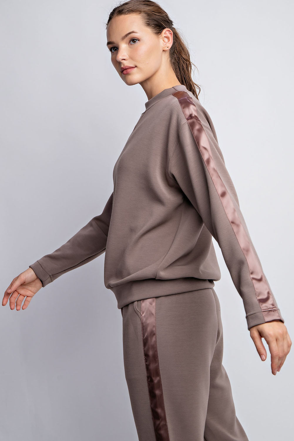 Modal Crewneck with Satin Side Detail