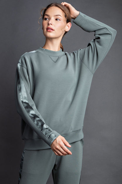 Modal Crewneck with Satin Side Detail