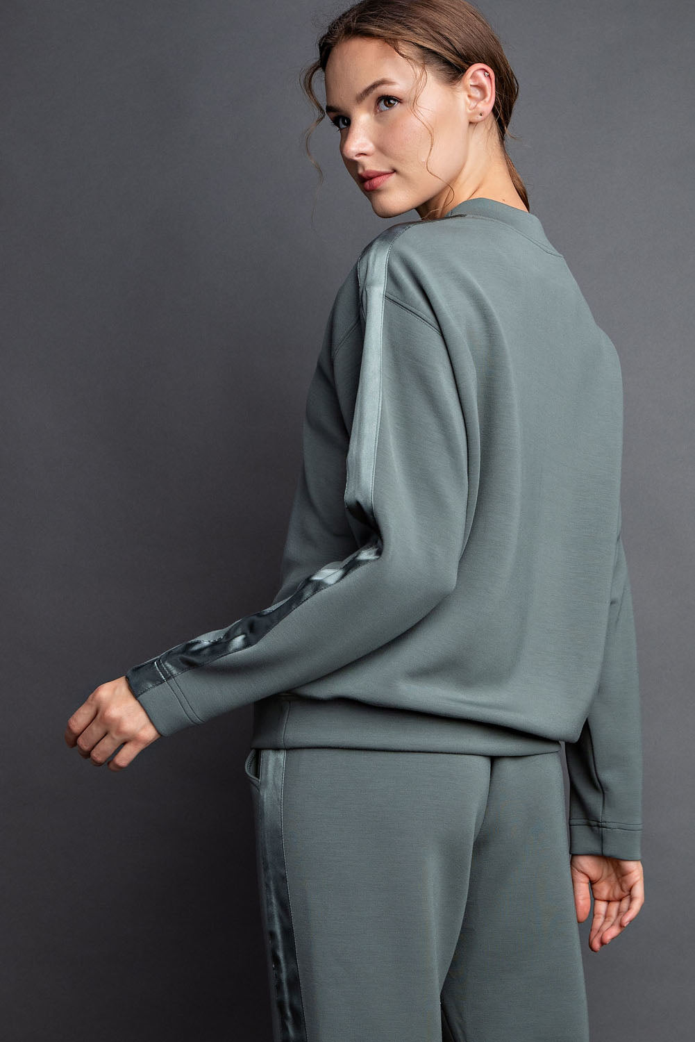 Modal Crewneck with Satin Side Detail