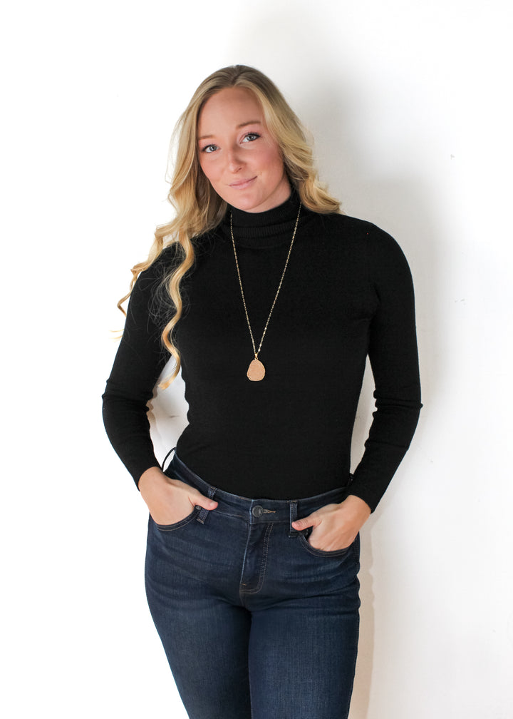 Solid Color Turtleneck Sweater