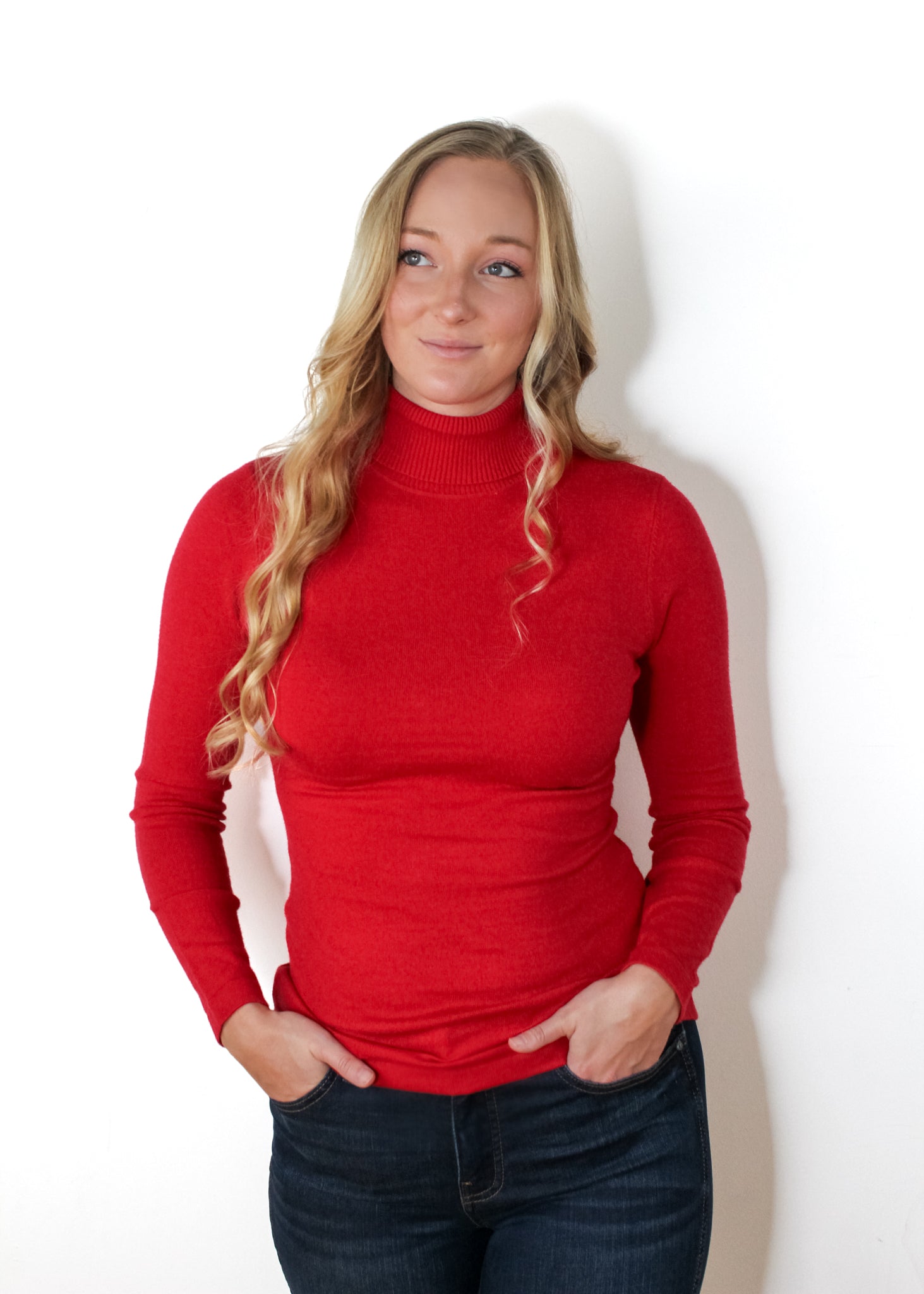 The Solid Turtleneck Sweater in Red. Order online and pick up in store. New location at 1900 Preston Rd. #205, Plano, TX 75093.