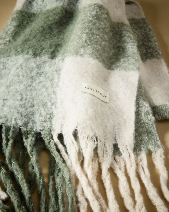 Recycled Checked Tassel Scarf