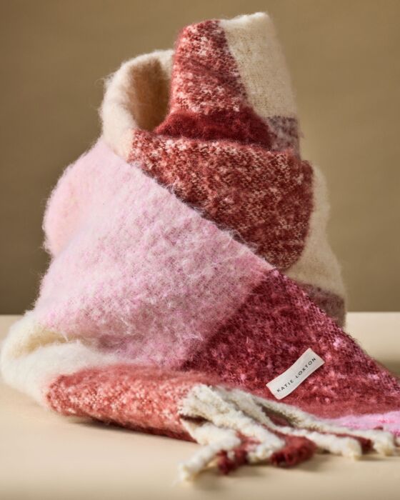 Recycled Checked Tassel Scarf