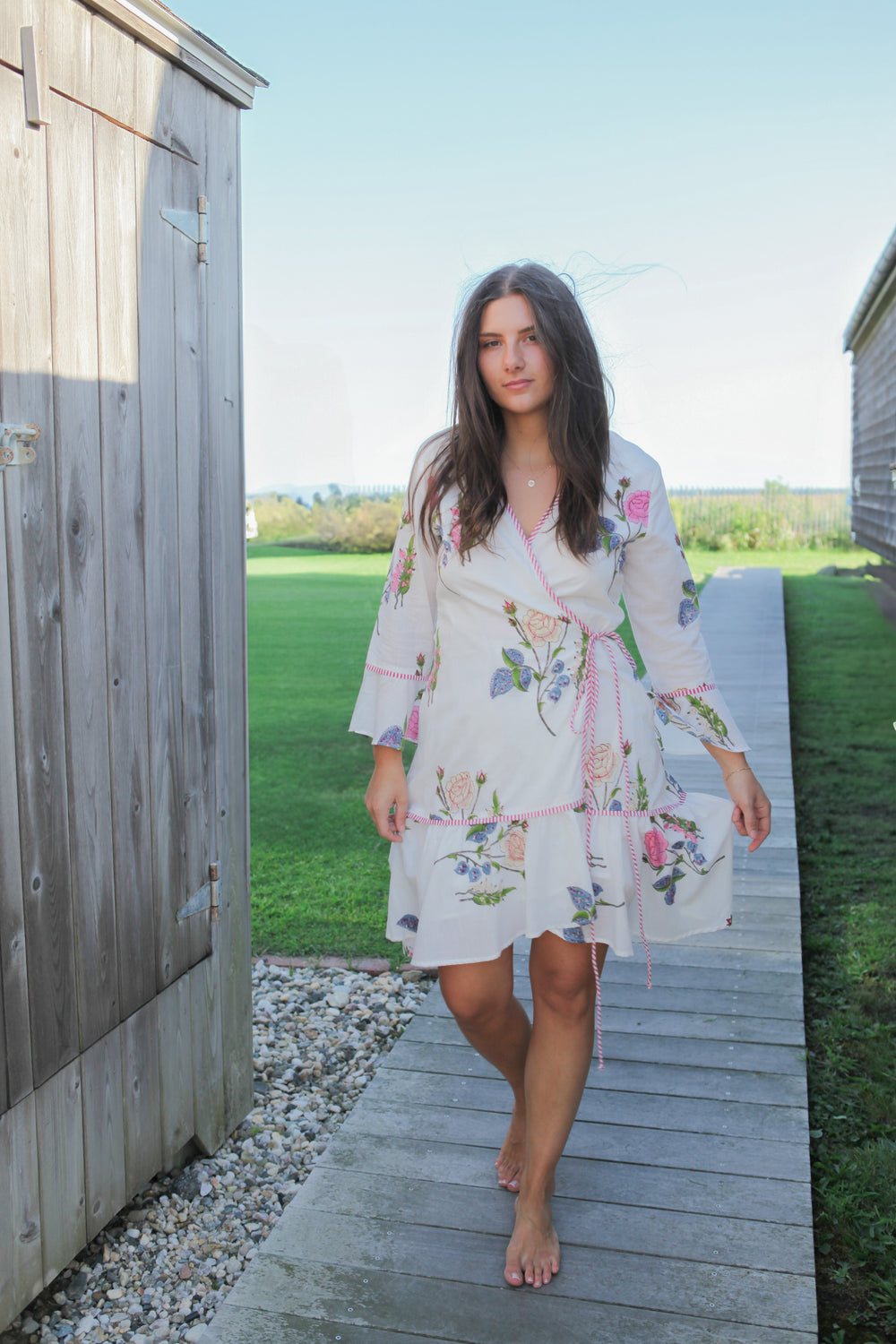 Rhode Mini Wrap Dress in Multi Rosette from KADOU Boutique