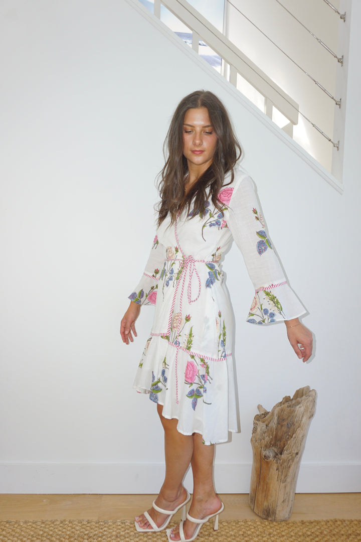 Rhode Mini Wrap Dress in Multi Rosette