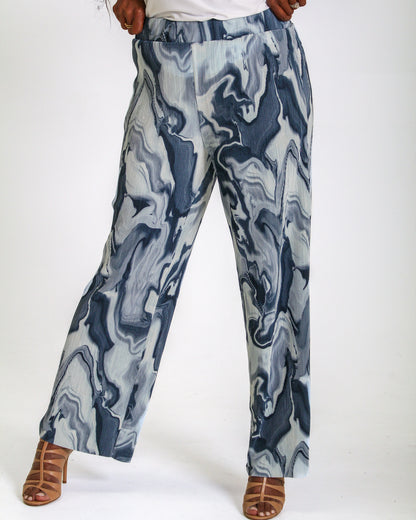 Ribbed Flare Pants - Multi Blue