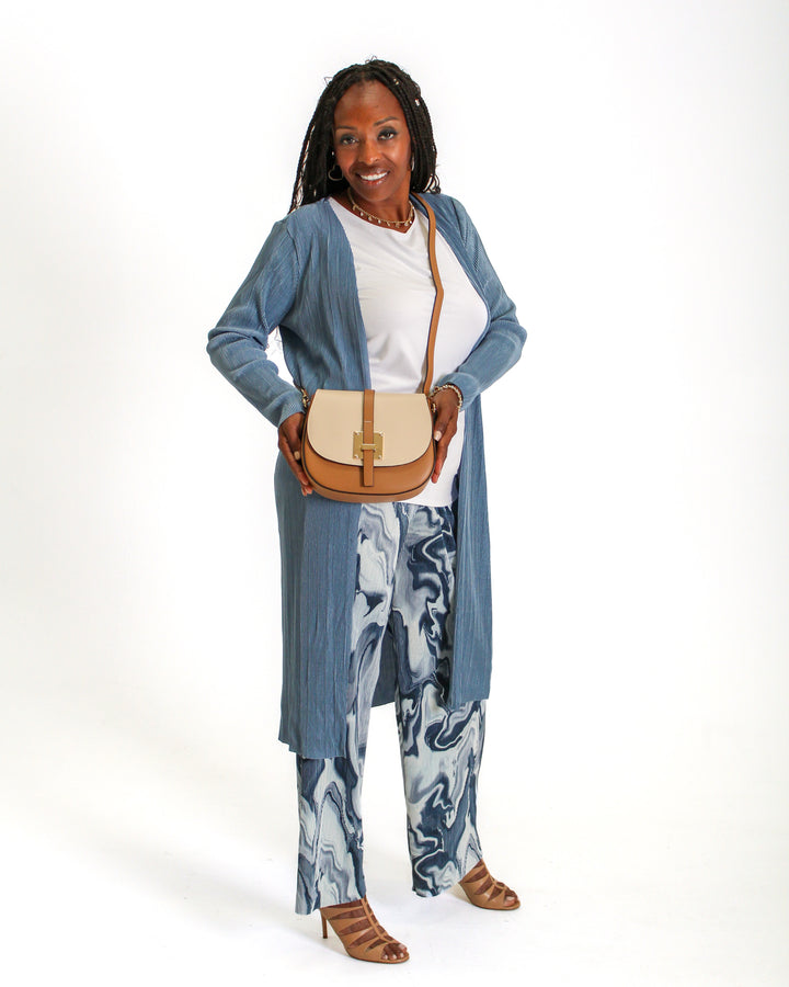 Ribbed Flare Pants - Multi Blue