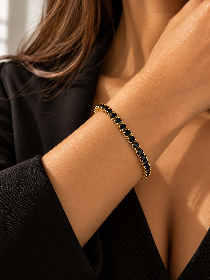 Riley Black Tennis Bracelet from KADOU Boutique