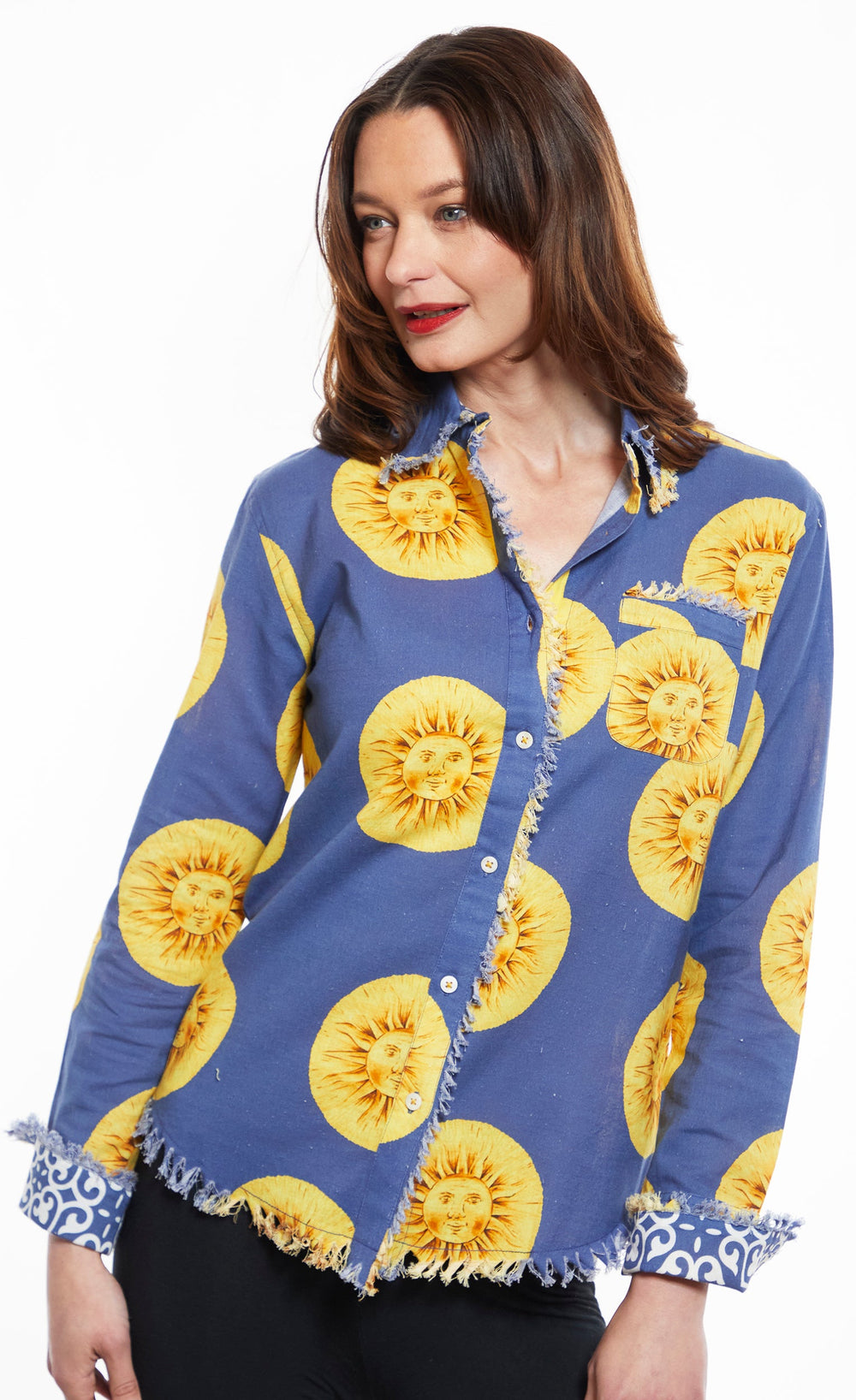 Cape Cod Tunic with a Blue Sunface from KADOU Boutique
