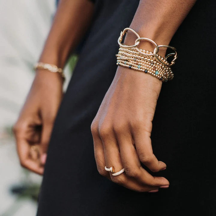 Ocean Inspired Gold Beaded Stretch Bracelets - Set of 4
