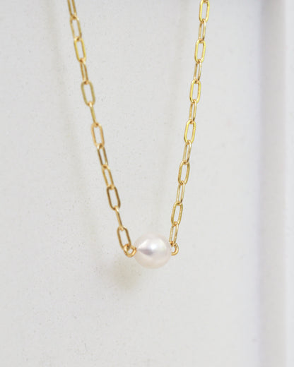Dainty Pearl Link Chain Necklace