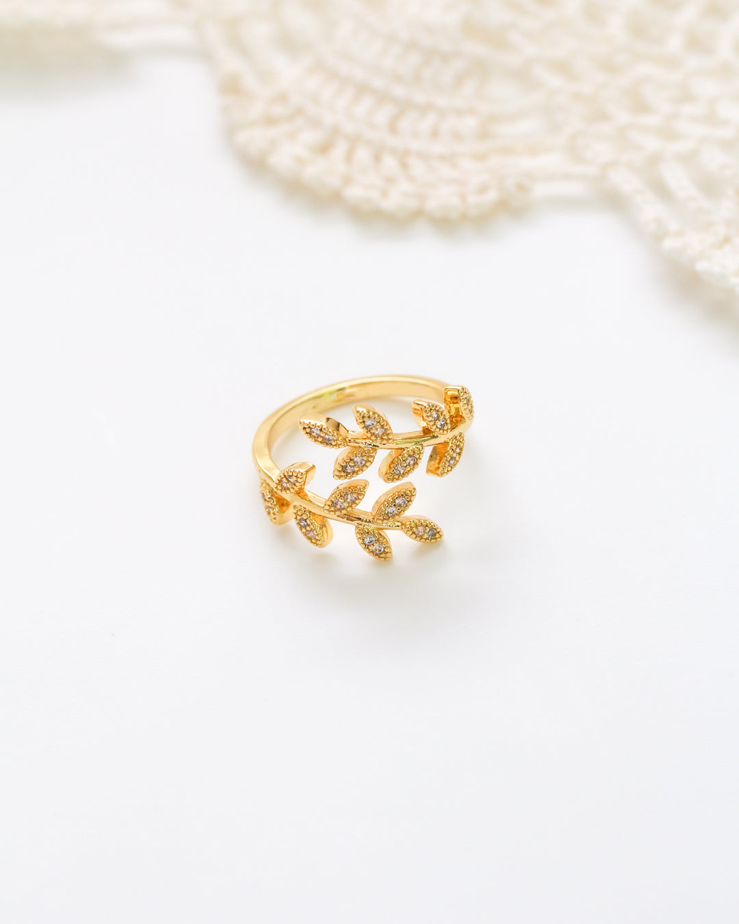 Pave Leaf Ring