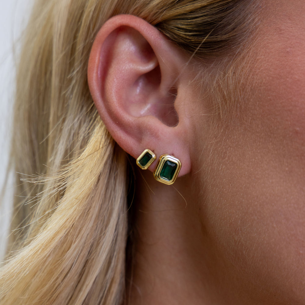 Clementine Emerald Bezel Studs from KADOU Boutique
