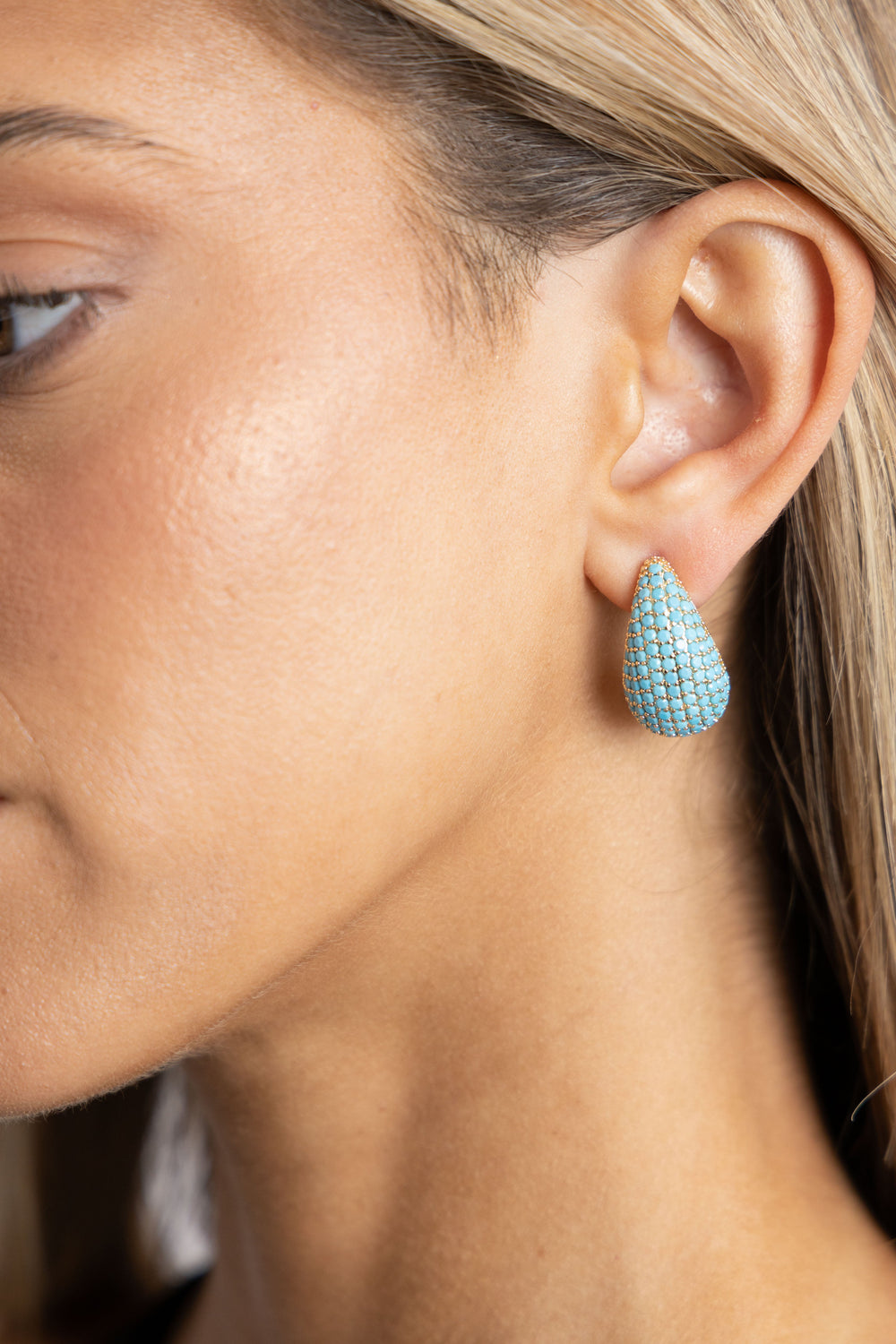 Celine Cz Raindrop Earring Turquoise from KADOU Boutique