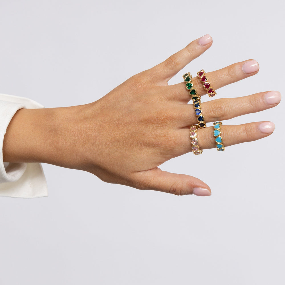 Bezel Heart Ring Emerald from KADOU Boutique