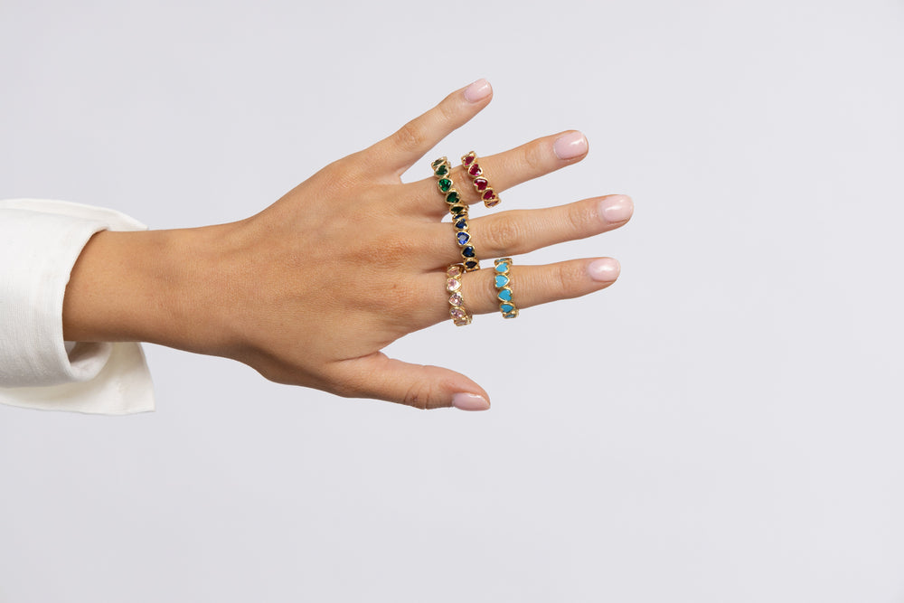 Bezel Heart Ring Turquoise from KADOU Boutique