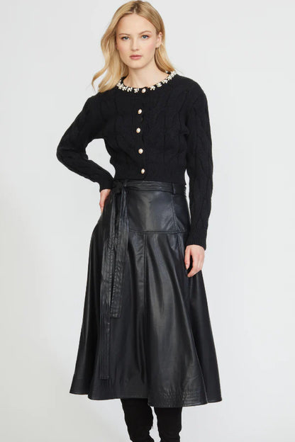 Faux Leather Midi Skirt