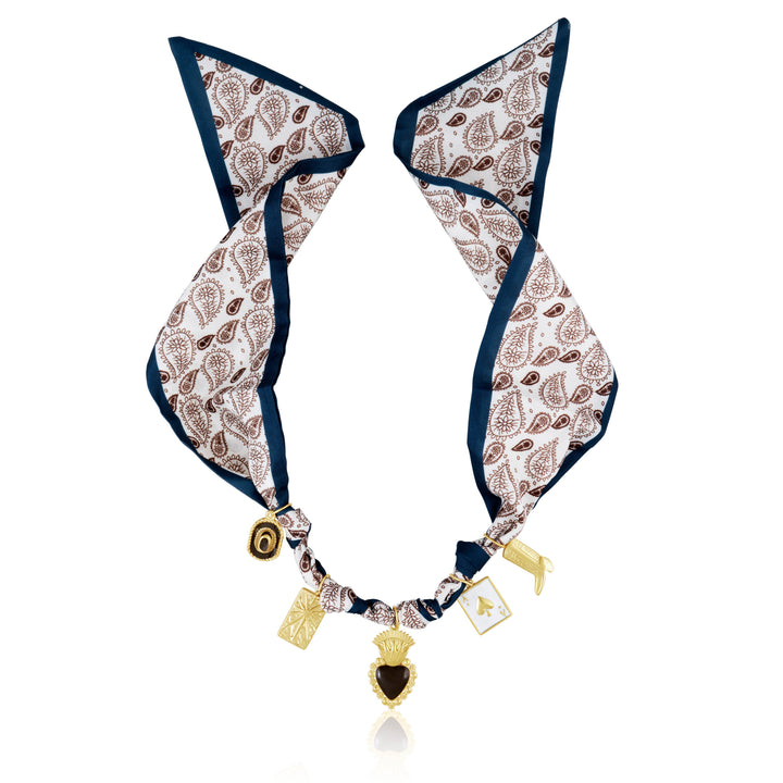 Brown Silk Charm Necklace from KADOU Boutique