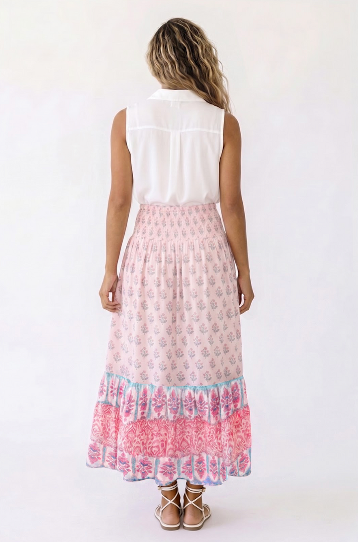 Noor Smocked Skirt in Pastel Palace from KADOU Boutique