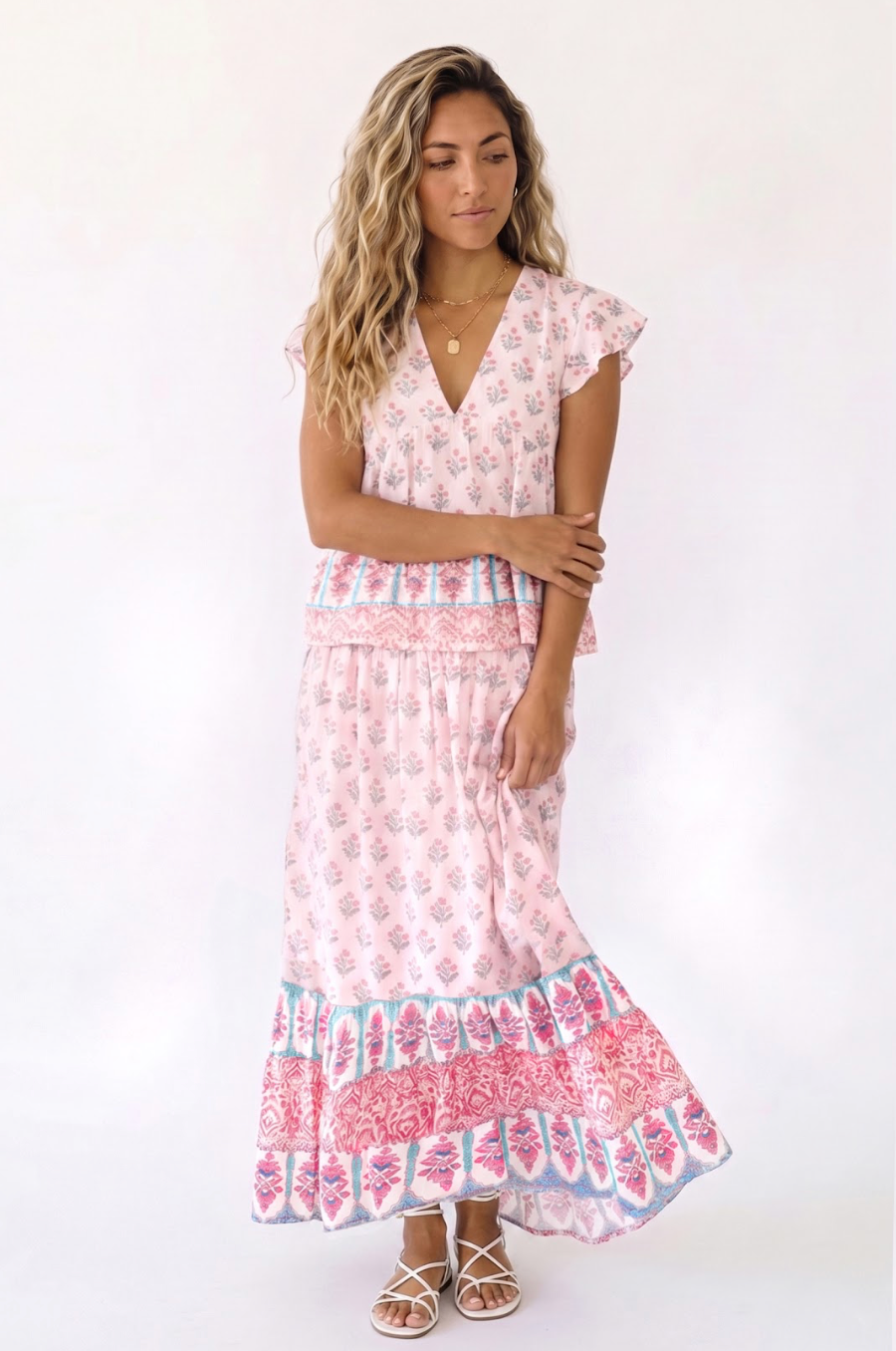 Noor Smocked Skirt in Pastel Palace from KADOU Boutique