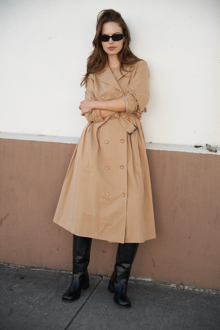 Falling Leaves Woven Midi Trench Coat from KADOU Boutique