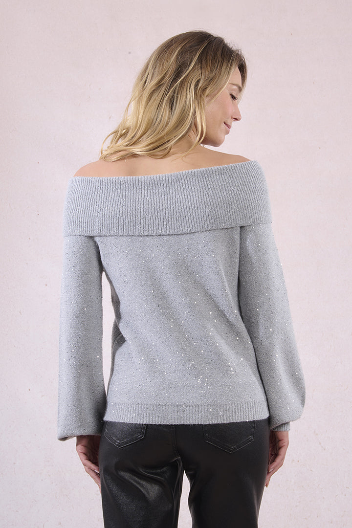 Sequin Off Shoulder Sweater