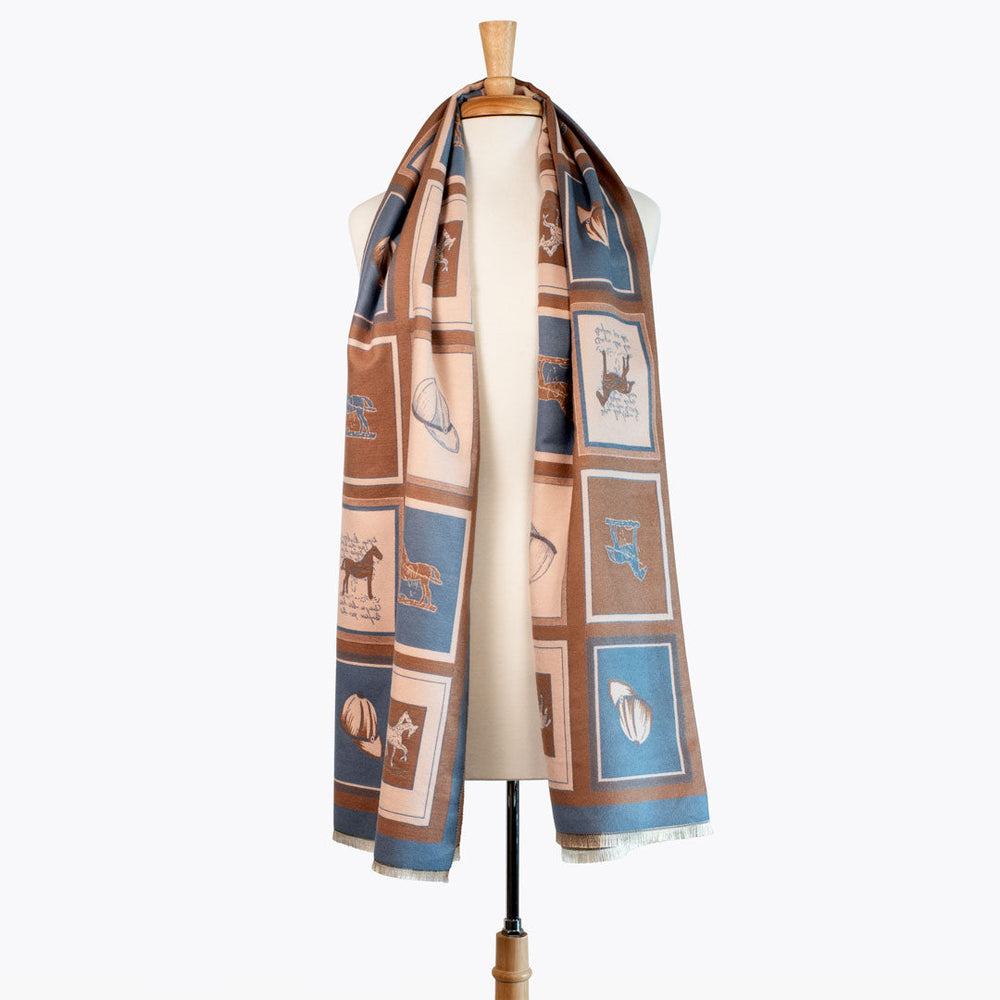 Hunt Club - Equestrian Motif Luxe Shawl from KADOU Boutique