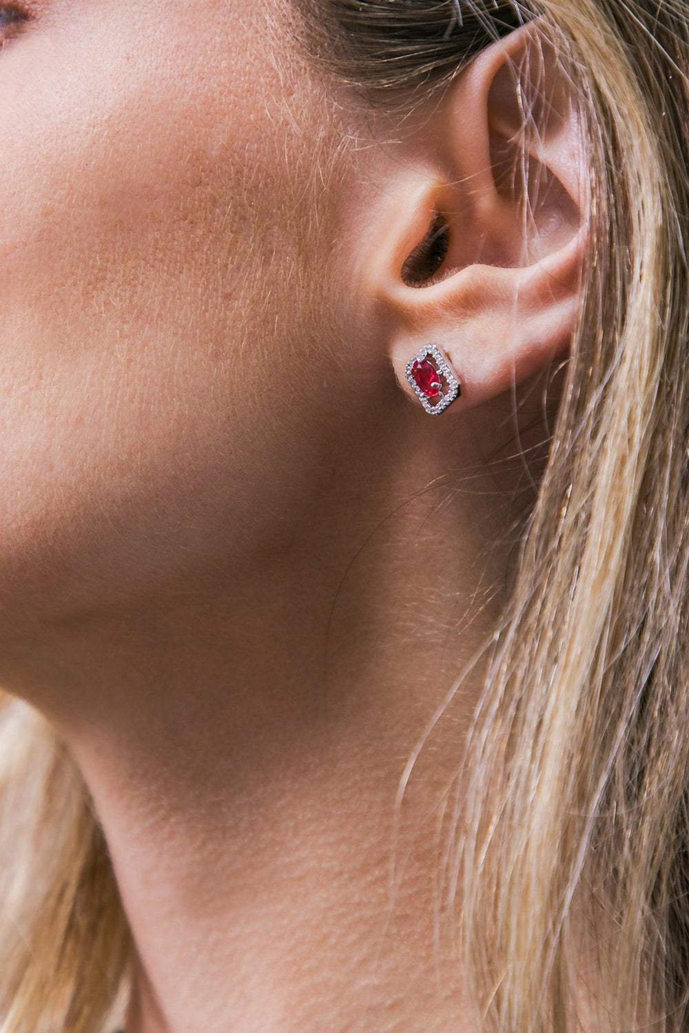 Halo Zirconia Round Earrings from KADOU Boutique
