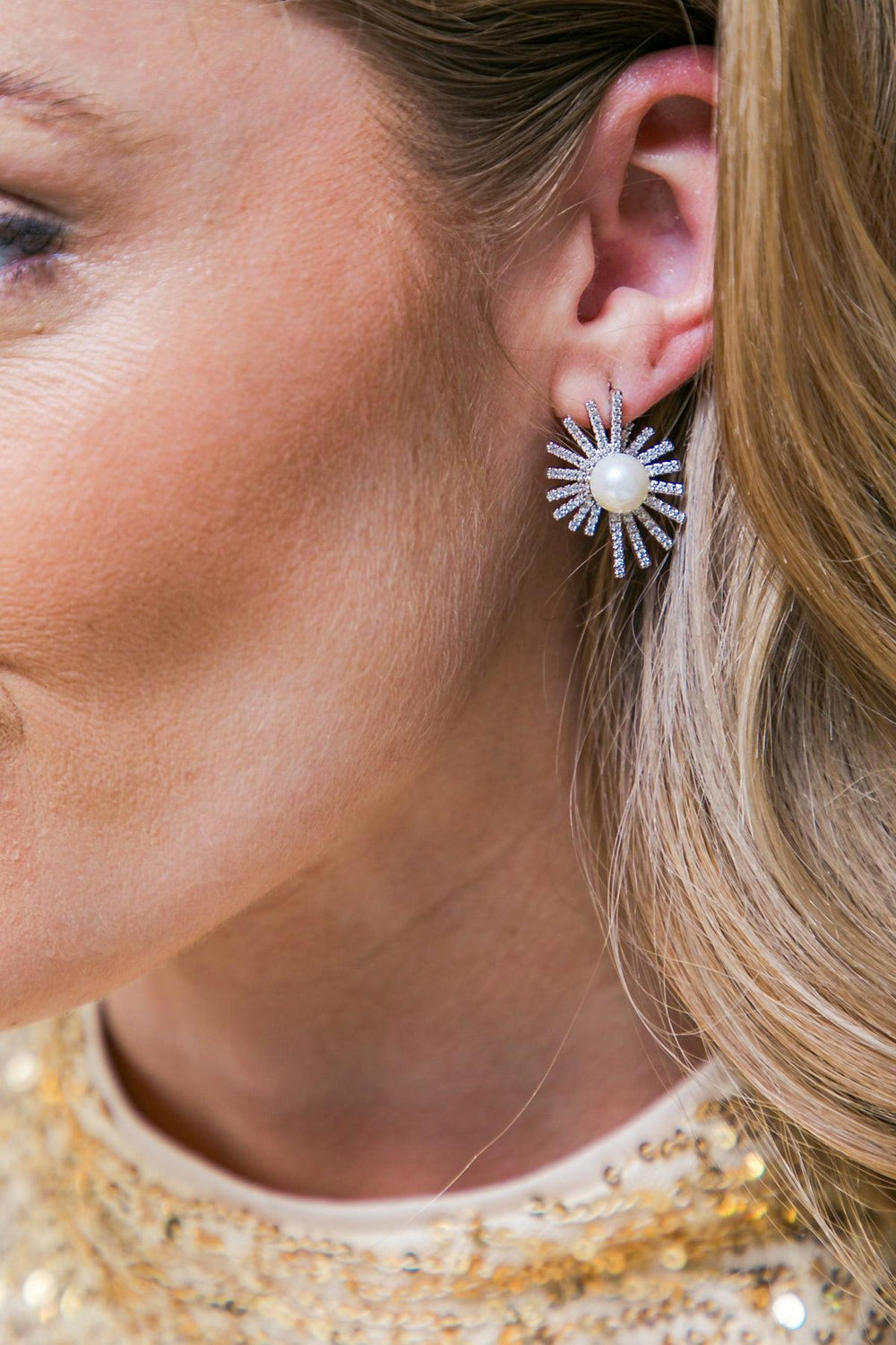 Couture Pearl Flower Earrings from KADOU Boutique