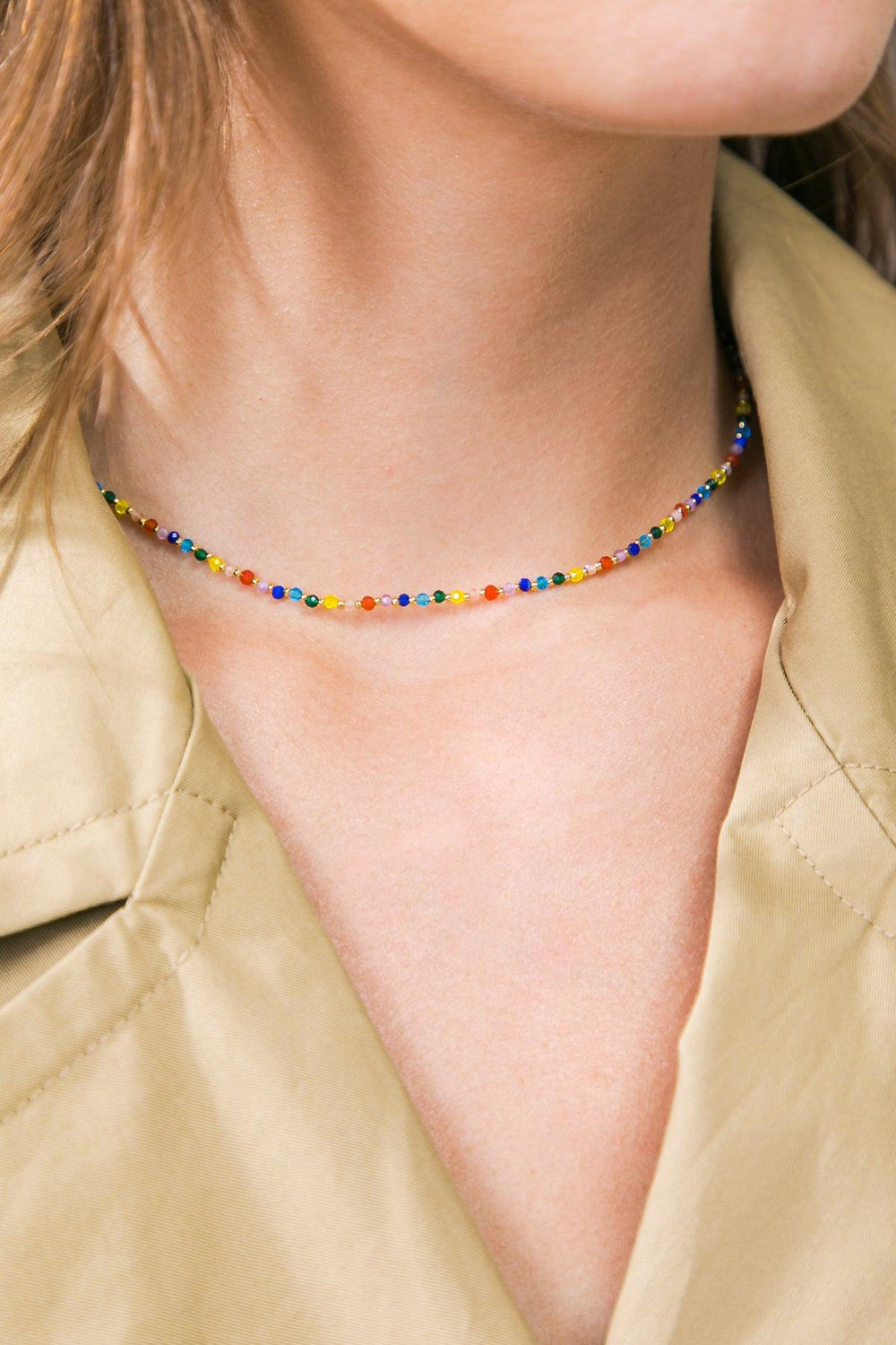 Colored Enamel Pearl Necklace from KADOU Boutique