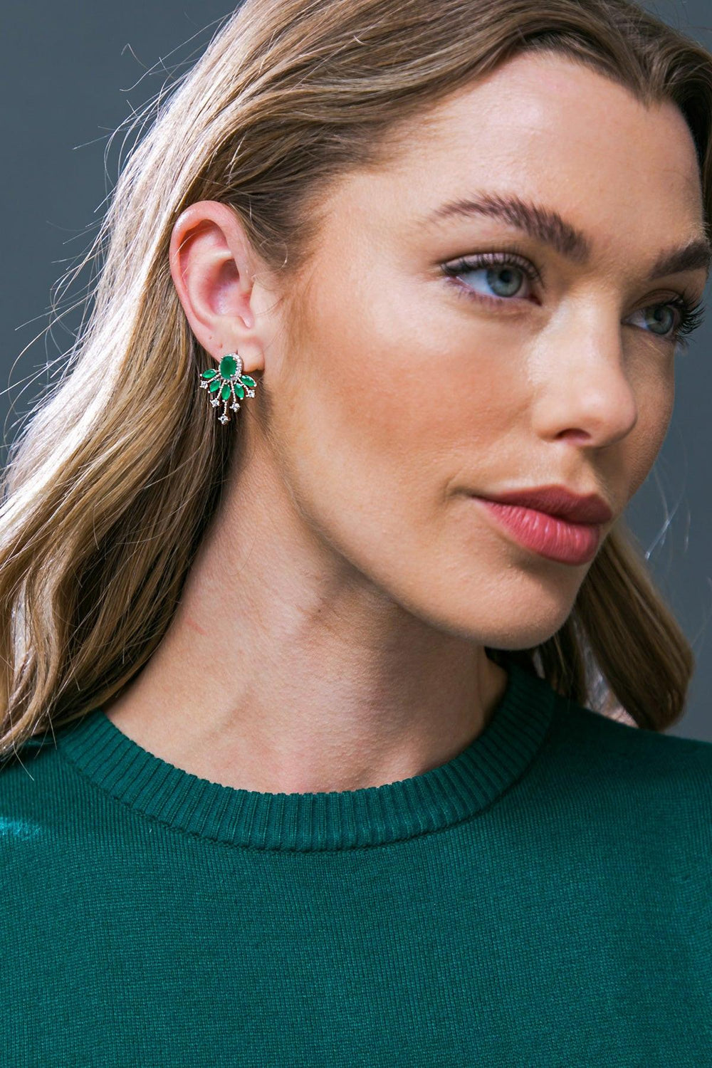 Green Starburst Fan Stud Earrings from KADOU Boutique