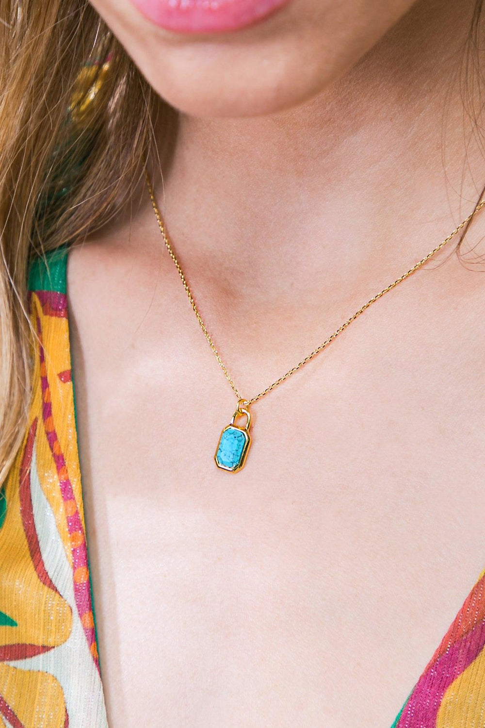 Turquoise Slice Pendant Necklace from KADOU Boutique