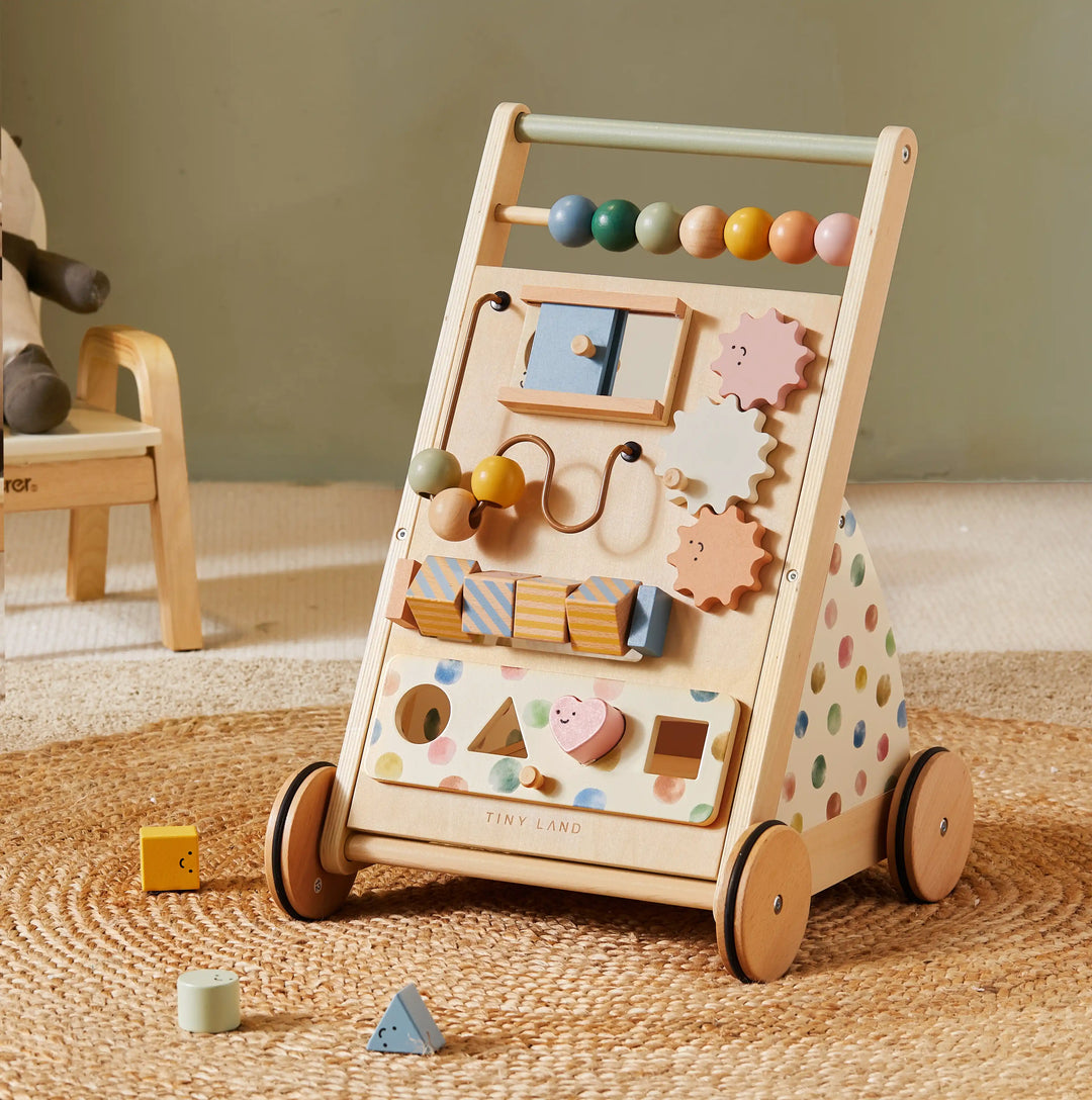 Tiny Land natural wooden baby walker activity toy
