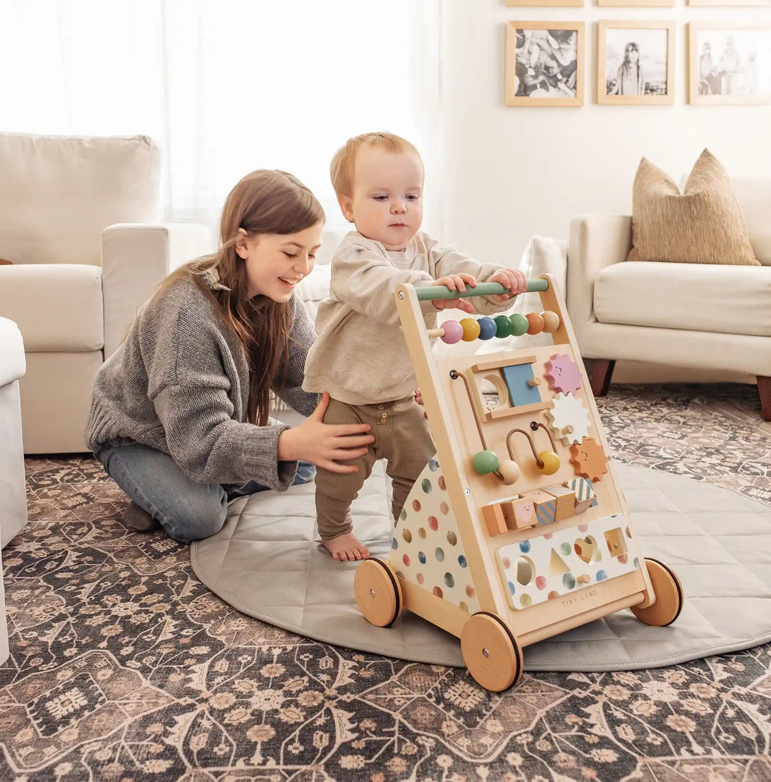 Tiny Land natural wooden baby walker activity toy