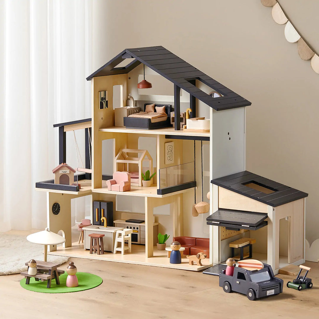 Tiny Land® Sweetwood Edge Dollhouse &amp; Wooden Dollhouse Garage