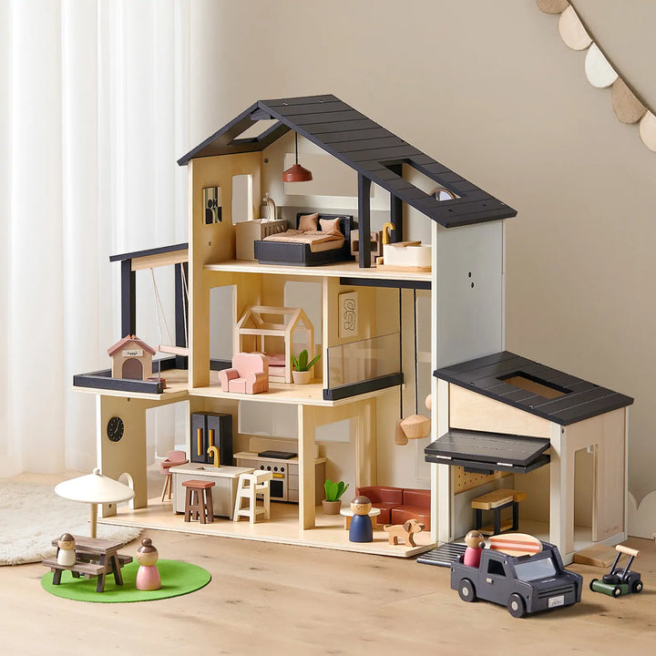 Tiny Land® Sweetwood Edge Dollhouse &amp; Wooden Dollhouse Garage
