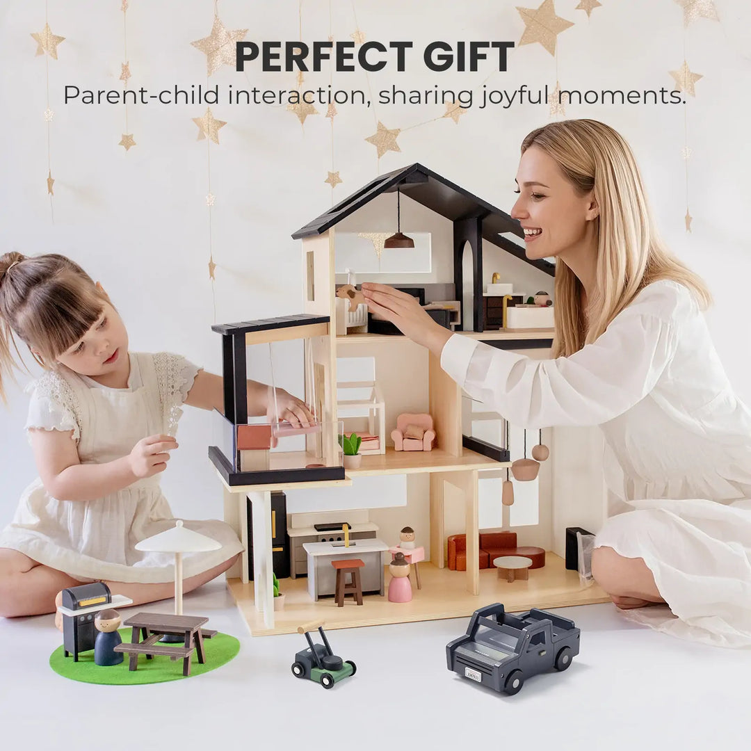 Tiny Land® Sweetwood Edge Dollhouse &amp; Wooden Dollhouse Garage