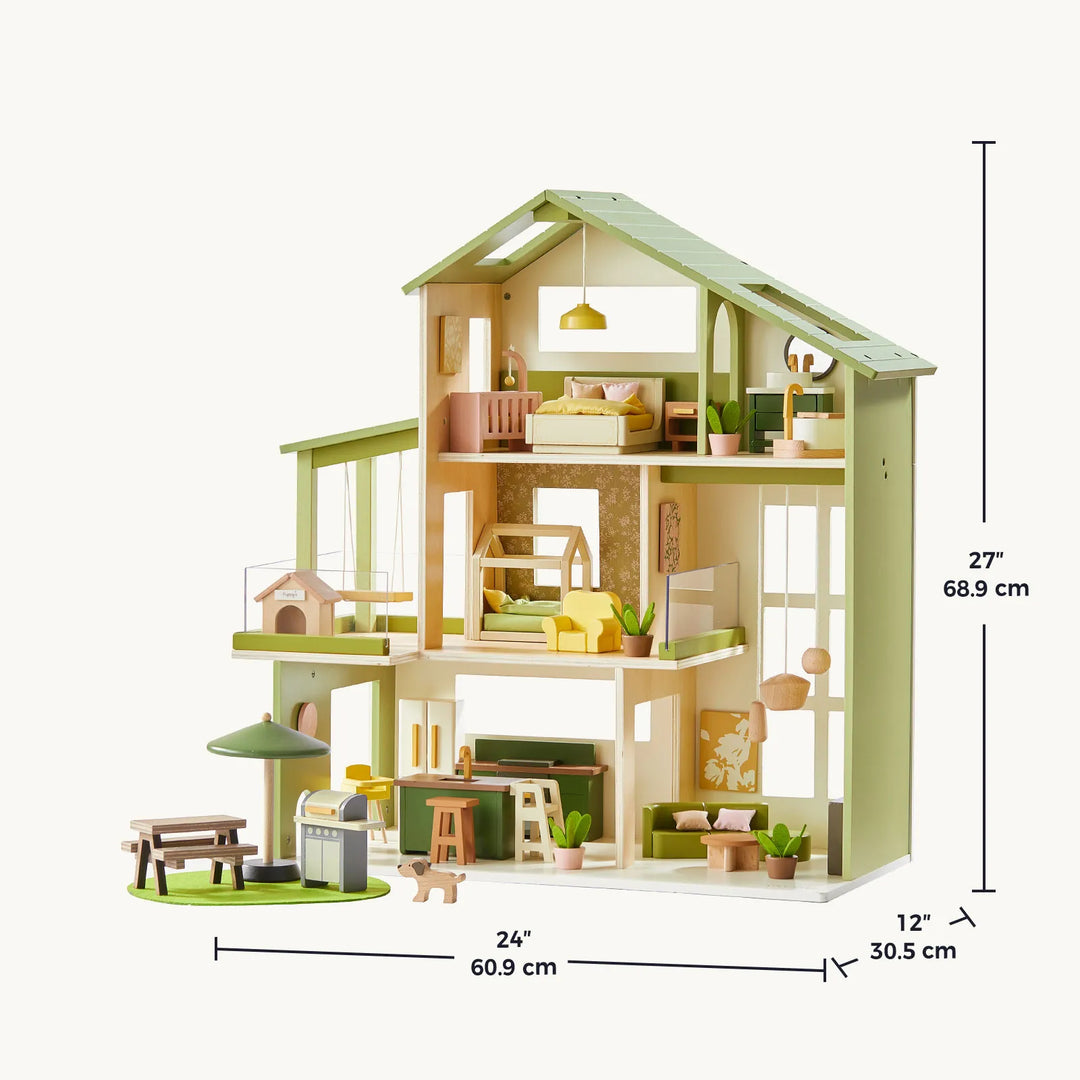 Tiny Land® Sweetwood Edge Dollhouse - Green &amp; Pink