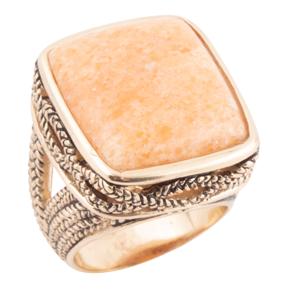 Yellow Agate and Golden Statement Ring from KADOU Boutique