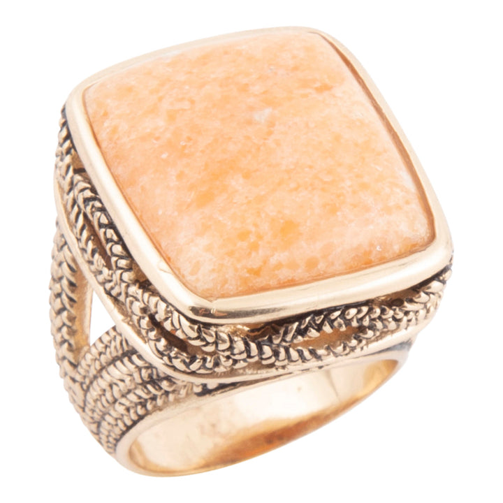 Yellow Agate and Golden Statement Ring from KADOU Boutique