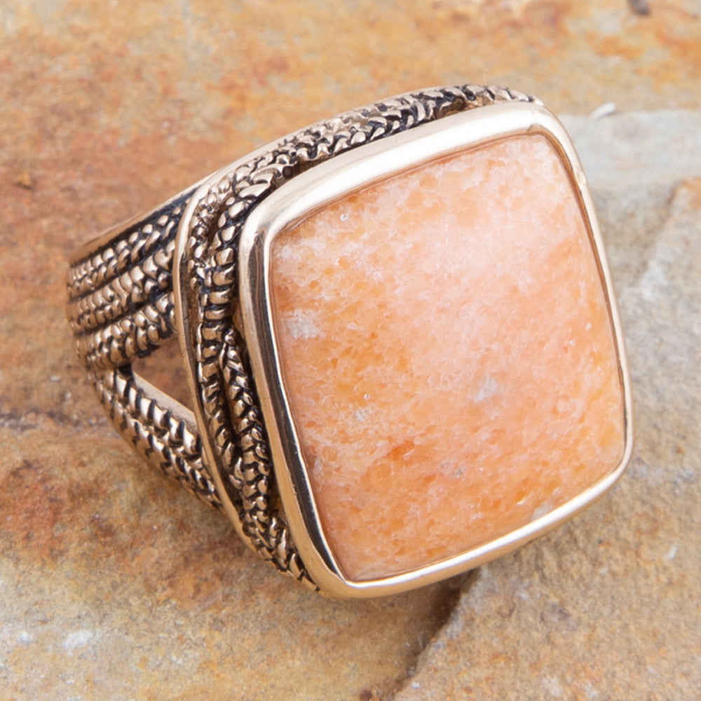 Yellow Agate and Golden Statement Ring from KADOU Boutique