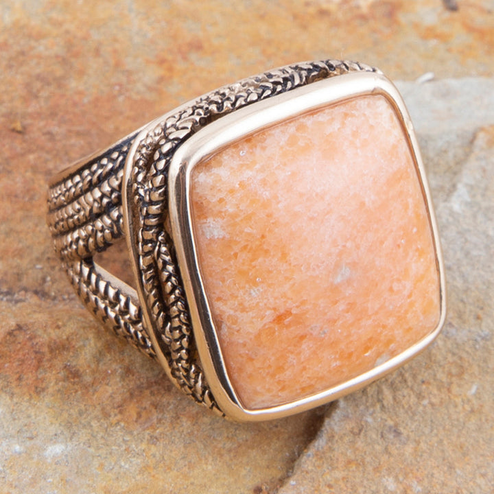 Yellow Agate and Golden Statement Ring from KADOU Boutique