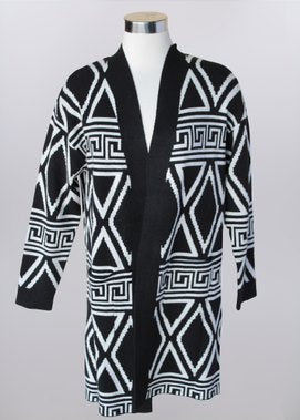 Geometric Open Front Cardigan