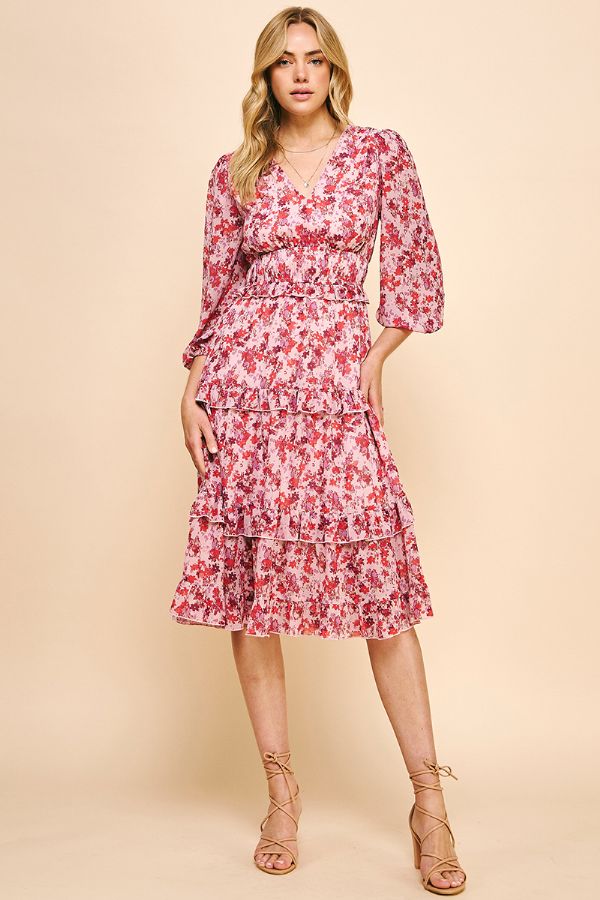 tiered midi dress floral